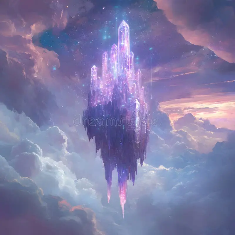 澳门开奖紫色水晶城堡漂浮在梦幻天空